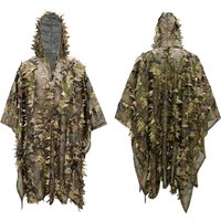 Tactical 3D Leaves Camouflage Poncho Cloak Stealth Suits Outdoor Lifelike CS Game Clothing for Hunting Shooting Accessories