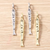 5pcs 7x59mm Cute Gold Silver Color Metal Fish Charms Pendants for Jewelry Making Necklaces Earrings Bracelets DIY Craft Supplies