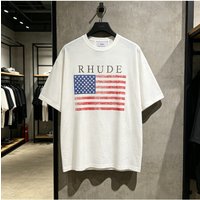 USA Flag Print RHUDE T Shirt Men Women American Streetear High Quality Loose Short Sleeve Tees Tops