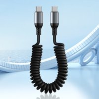 100/27/66W USB Type C Spring Telescopic Quick Charger Wire 6A Spring USB Cable Fast Charging Spring Cable for iPhone 15 14 13 12