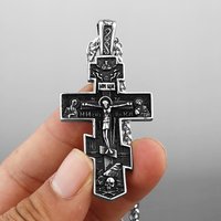 HNSP 316L Stainless Steel Vintage Orthodox Cross Jesus Necklace Pendant For Men Jewelry Religious Accessories