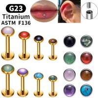 1/10PCS ASTM F136 Titanium Circular Labret Lip Stud Earring with Natural Stone Ear Tongue Nose Cartilage Tragus Piercing Jewelry