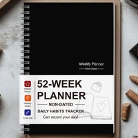 52 Week Weekly Planner Non Dated A5 Spiral Bound with Habit Tracker Weekly Goals to Do List Productivity Journal