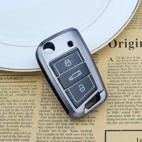 Soft Gunmetal TPU Flip Key Fob Case Cover for VW Golf 7 MK7 Tiguan MK2 Skoda Octavia A7 SEAT Leon FR 2 Ibiza Ateca Key Chains