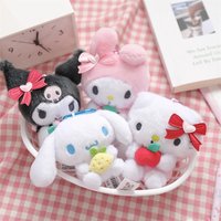 Sanrio Hello Kitty Kuromi Melody Cinnamoroll Stuffed Toys Pendant Cute Plush Toys Keyring Anime Keychain Birthday Christmas Gift