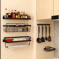 Kitchen Wall Shower Shelf Wall Shower Shelf Carbon Steel Floating Mount Adjustable Height for Bathroom Kitchen Storage