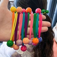 Colorful Hair Ties Set for Women And Girls 7 Pieces Non-Slip Ponytail Holders with Ball Decorations