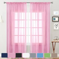 1pc Solid Colour Sheer Curtain, Curtains for Living Room, Bedroom, Home Decoration, French Window Screen with Rod Pocket
