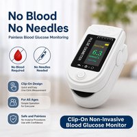 2-in-1 nicht-invasives Glukometer und Pulsoximeter, tragbar für den Heimgebrauch, kein Blutentnahme erforderlich, Blutzuckermessgerät für die Fingerspitze, SpO2-Herzfrequenz-Oxymetrie.