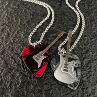 1pc Trendy Vintage Electric Guitar Sweater Chain Jewelry Hip-hop Guitar Pendant Necklace Titanium Steel Punk Guitar Chain