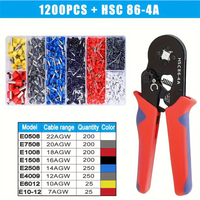 Zaciskarka do tulejek HSC8 6-4 0.25-10mm² 23-7AWG do tulejek kablowych, zestaw narzędzi do zaciskania tulejek, narzędzie dla elektryka
