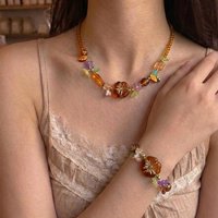 Bohemian Colored Flower Handmade Beaded Necklace for Girls Harajuku Aesthetic Charm Jewelry Accessories