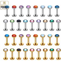 ASTM F136 Titanium Sparkly Round CZ Labret Stud Internal Thread Lip Tragus Helix Piercing Jewelry Wholesale Lot 1/10pcs