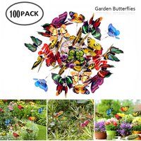 50/100Pcs 3D Butterfly Stakes Waterproof Multi-color Fake Butterfly Garden Artificial Pole Butterfly Ornaments Outdoor Decor