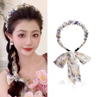 Elegant Print Flower Long Ribbon Teethed Hairband For Women Girls Sweet Headband Hair Hoop Head Band Fashion Hair Accessories