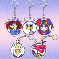 A 12cm The Amazing Digital Circus Acrylic Keychain Pomni Jax Gangle Double Sided Pattern Pendant Children's Festival Fun Gift