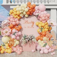154Pcs Orange Yellow Pink Balloon Baby in Bloom Balloon Garland Kit Baby Shower Brithday Spring Flower Butterfly Party Decor