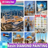 AB Fairy Dust Comes with DMC stickers Islamic Mosque Diamond Painting Kit 5D DIY Diamond Embroidery Cross Embroidery Handmade Ar