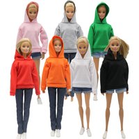 29Cm Doll Clothes Sweatshirt Short For Outfits 1/6 Dolls Accessories Solid Color Loose Hooded Sweater Denim Shorts Set