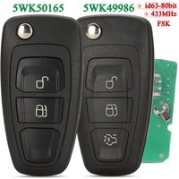 jingyuqin 2/3 Buttons 5WK50165 Car Remote Key 4D83 For Ford C-Max Focus Galaxy Ranger Mondeo S-Max HU101 FSK 433Mhz Fob 5WK49986