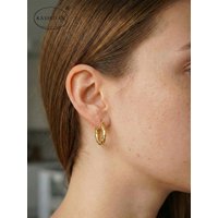 Fashion Jewelry Stainless Steel Gold Earrings, Chunky Hoop Earrings Jewelry Gift, Waterproof Hypoallergenic Women's Accessories