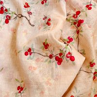 Red Fruit Ramie Jacquard Linen Fabric 150x50cm for Dress Suspender Cheongsam New Making