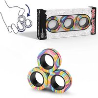 1 set Magnetic Rings Fidget Toy Set Adult Fidget Magnets Spinner Rings Fidget Pack Great Gift for Adults Teens Kids,Science Toys
