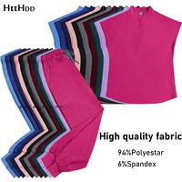 Wholesale Medical Scrub Set Spandex Stretch Nurse Scrub Beauty Spa Uniform Healthcare Nursing Pharmacy Lab Coat Clinical Uniform