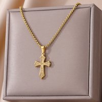 316L Stainless Steel Zircon Jesus Cross Pendant Necklaces For Women Hip Hop Gold Color Cross Necklace Party Jewelry Gift