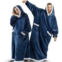 180 cm superlanger Flanell-Decken-Pyjama mit Ärmeln, Winter-Kapuzenpullover, Sweatshirt für Damen und Herren, Pullover, Fleece, riesig, übergroß, Outdoo