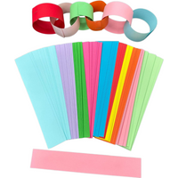 100pcs/set Colorful Paper Chain Garland Strips with Double Sided Tape DIY Construction Paper Chain for Birthday Kids Party Decor
