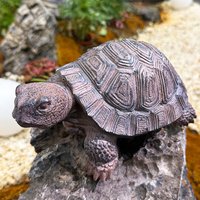 Lifelike Resin Fortune Tortoise Statue Stone Look Feng Shui Animal Sculpture for Outdoor Garden Pond Bonsai Entryway Desk Decor