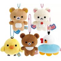 Kawaii Rilakkuma Plush Toys Keychain Creative Peripheral Cartoon Korilakkuma Backpack Pixel Couple Pendant Friend Christmas Gift