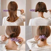 Elegant Shell Pearl Lazy Hair Curler Bow Barrettes Braided Hair Artifact Vintage Women Flower DIY Hair Maker Tools Scrunchies