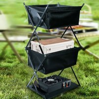 Aufbewahrungsregal aus geschwärzter Aluminiumlegierung für den Außenbereich, verformbarer Klapptisch, multifunktionales Camping, tragbar mit doppeltem Verwendungszweck