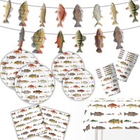 Gone Fishing Theme Party Disposable Tableware Little Fisherman Go Fishing Plates Napkins Cups Kids Happy Fishing Party Supplies