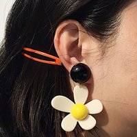 Korean Colorful Acrylic Flower Large Drop earrings for Women Elegant Resin Hanging Boho Earrings Travel Party Accessories New