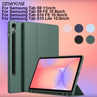 Silicone Case for Samsung Galaxy Tab S9 11 inch S9/S10 FE/S10 Lite 10.9 Inch, with Pencil Holder Cover, Auto Sleep/Wake