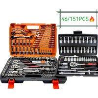 46-Piece Professional Auto Repair Tool Set - Portable Ratchet Wrench Kit with Storage Case
