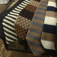 2025 New Knitted Ties Casual Striped Skinny Neckties Club Party Boys Girls Knitting Tie Groom Neckwear Shirt Accessories Cravat