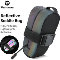 WEST BIKING Reflective Bike Saddle Bag Mini Lightweight Bike Tail Bag Snap-in Quick Release Tail Bag MTB Road Bike Accessories