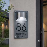 Personalized Custom Modern LED Solar Outdoor Light House Number Sign Laser Cut Acrylic Address Name Plaque Wall Signs Gift Plate