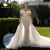 Aedmgh Mermaid Sexy Wedding Dresses Sweetheart Long Sleeve Vestido De Novia Lace Embroidery 2 In 1 Chic Custom Made Bridal Gown