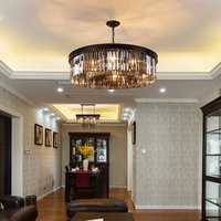 Modern Luxury LED Ceiling Pendant Lamp Black Gold Large Crystal Chandeliers Lighting for Hotel Living Restaurant Home Decoration