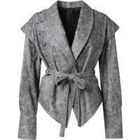 Women Long Sleeve Leather Jacket Motorcycle Biker Coat Outwear Bandage Coat Lady Fashion Streetwear Leather Coat with Belt