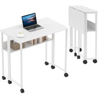 Small Folding Desk Space Saving Writing Table Workstation 63cm Foldable Computer Rolling Desk for Home Office Study