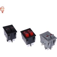Double Rocker Switch KCD3-606 With Light ON/OFF 6Pin Power Button Switch Electric Baking Pan Electric Heater Switch 16A~250V AC