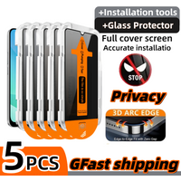 5psc Oleophobic Coating Privacy Screen Protector For iPhone 17 Pro Max 16 13 15 17 Air 12 Mini SE 7 XR X Dust Free Installation