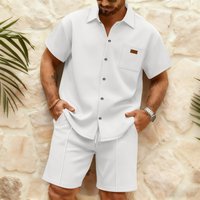2026 New Arrival Men's Casual Tracksuit Textured Zip Up Shirt and Pants Set Breathable Outfits for Daily Wear