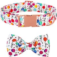 Personalized Birthday Party Dog Collar with Bowtie Colorful Balloon Dog Collar Pet Dog Collar for Large Medium Small Dog